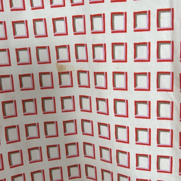 TORY BURCH orange, red, cream square printed mini dress w/3/4 sleeves. Size 2 - Picture 3 of 13